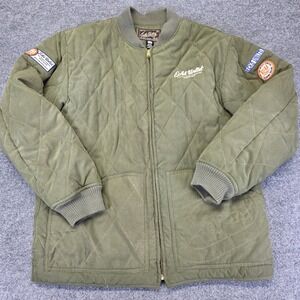 Vtg Ecko Unltd Jacket Mens Medium Olive Green Quilted Bomber Patch Zip Up